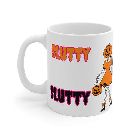 Halloween Spirit Mug, Fun Fall Decor, Unique Halloween Gift, Skeleton and Pumpkin Design, Cozy Drinkware for Spooky Season