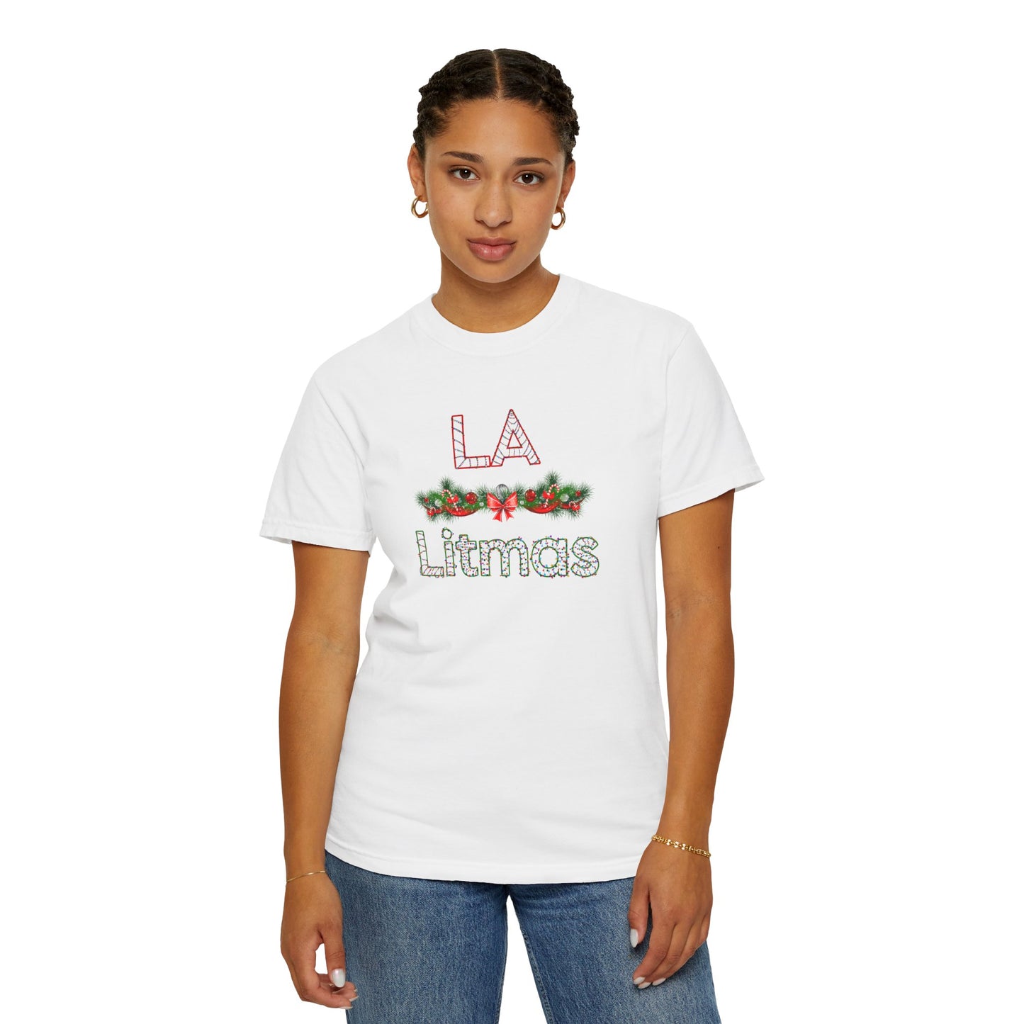LA Litmas T-Shirt — Holiday Candy Cane Script Tee