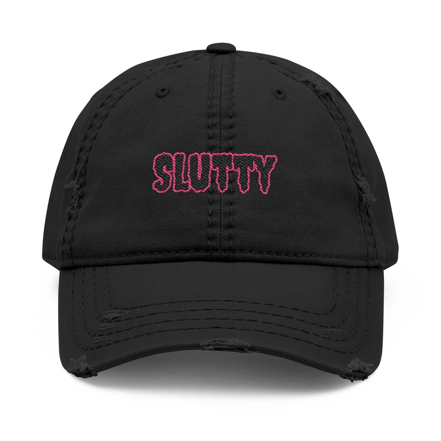 Distressed Dad Hat with 'SLUTTY' Embroidery - Trendy Cap for Casual Outfits, Gifts, Parties, Summer Fashion, Everyday Style