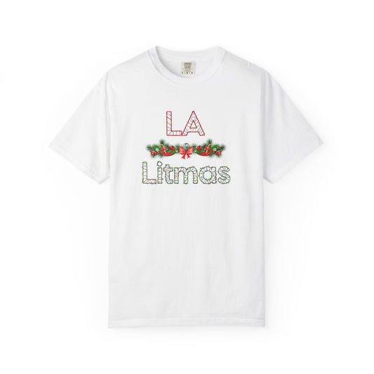 LA Litmas T-Shirt — Holiday Candy Cane Script Tee