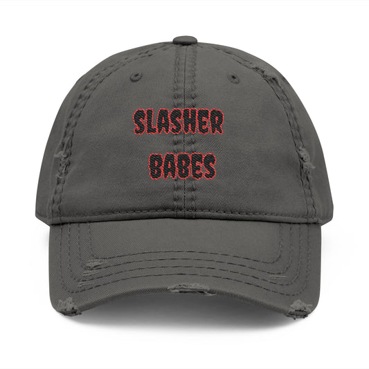 Distressed Embroidered Dad Hat - Slasher Babes Cap, Casual Summer Accessory, Gift for Horror Fans, Streetwear Style