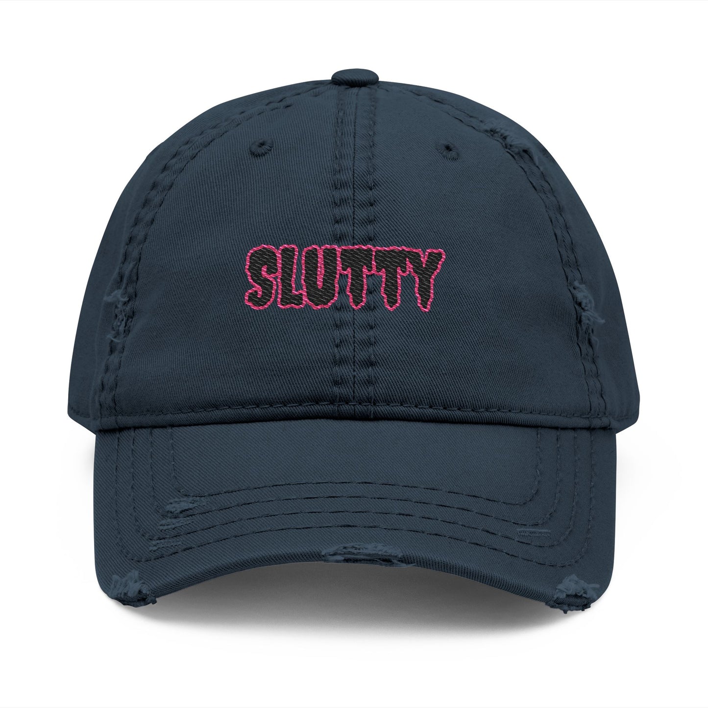 Distressed Dad Hat with 'SLUTTY' Embroidery - Trendy Cap for Casual Outfits, Gifts, Parties, Summer Fashion, Everyday Style